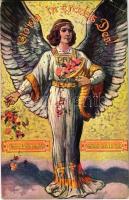 1909 Gloria in excelsis Deo! Frohes Weihnachtsfest u. Glückliches Neujahr / Christmas and New Year greeting art postcard with angel (EK)