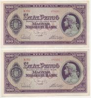 1945. 100P (2x) sorszámkövetők E 332 074431 - E 332 074432 T:II-,III szép papír! Adamo P18