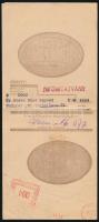 1944 Magyar Hollandi Biztosító Rt. által küldött 41,30 pengős befizetési csekk Dr. Stern Manó ügyvéd részére, gépi bélyegzéssel, hirdetéssel