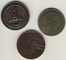 3db klf Br emlékérem DN "Tudományos Ismeretterjesztő Társulat" + "Gyógyszerkutató Intézet-5 éves törzsgárda" + 1996. "5 éves a Pharmaexpo" T:1,2