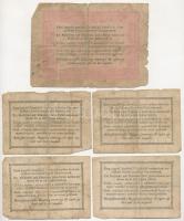 1848. 5Ft "Kossuth bankó" barna nyomat + 1849. 15kr (2x) + 30kr "Kossuth bankó" ...