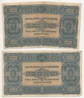 1923. 1000K "Magyar Pénzjegynyomda R.T. Budapest" nyomdahely jelöléssel (2x) T:III Adamo K...