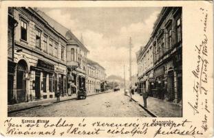 1905 Kaposvár, Korona utca, Korona gyógyszertár, Stern búttorraktára, Gerő Zsigmond üzlete. Fenyvesi Béla kiadása (kopott sarok / worn corner)