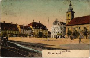 1907 Nagyszeben, Hermannstadt, Sibiu; tér / Grosser Ring / square (Rb)