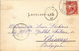 1907 Balatonszepezd, Szepezd; Balaton-parti részlet, nyaraló, villa, templom, gulya. Mérei Ignác kia...