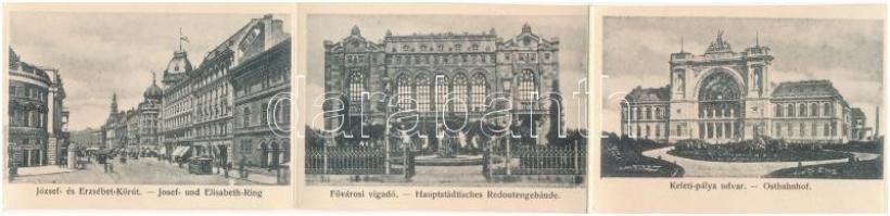1903 Budapest, Art Nouveau litho keményhátú leporellólap. Alkotmány utca, Országház, József tér, Józ...