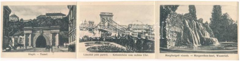 1903 Budapest, Art Nouveau litho keményhátú leporellólap. Alkotmány utca, Országház, József tér, Józ...