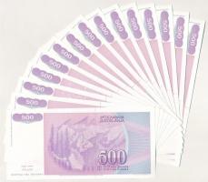 Jugoszlávia 1992. 500D (15x) sorszámkövetők "AF 7594455 - AF 7594469" T:I 
Yugoslavia 199...