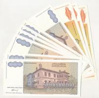 Jugoszlávia 1993. 5.000.000.000D (3x) közte sorszámkövető pár + 50.000.000.000D (7x) közte sorszámkö...