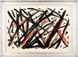 Jelzés nélkül: Robbanás. Olaj, vászon, karcos, sérült fa keretben, 47×70 cm