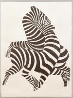 Vasarelly jelzéssel: Zebra. Nyomat, utólagos jelzéssel, üvegezett keretben, 34×28 cm