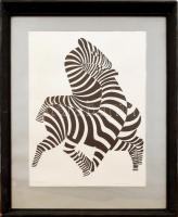 Vasarelly jelzéssel: Zebra. Nyomat, utólagos jelzéssel, üvegezett keretben, 34×28 cm