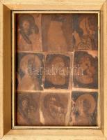 Jelzés nélkül: Madonnák. Modern ikonosztáz 9 db képpel. Akvarell, karton. Üvegezett keretben. 16x13 cm