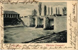 1901 Budapest XXI. Csepel, Duna zsilip (EK)