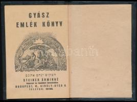 Gyászemlékkönyv, Steiner Árminné kegyszer és imakönyv kereskedéséből, magyar és héber nyelven, kitöltött