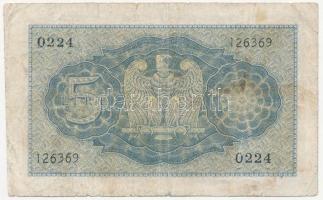 Olaszország 1940. 5L T:III,III- tűlyukak, beszakadások
Italy 1940. 5 Lire C:F,VG pin holes, tears
...