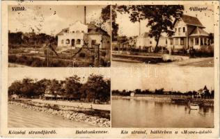 1937 Balatonkenese, villák, községi strandfürdő, villasor, kis strand a háttérben a Move üdülővel