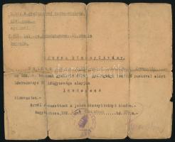 1921 Nagykanizsa, M. kir. 6. gyalogezred parancsnoksága által kiállított lövészbizonyítvány, lövésszé való kinevezés, ragasztott, hajtott