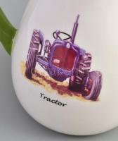 Traktort és szamarat ábrázoló porcelán kancsó. Matricás, jelzett, lepattanással, m: 21 cm