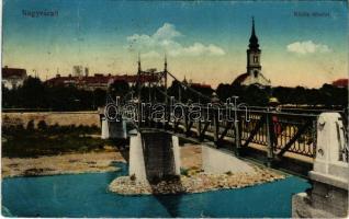 1917 Nagyvárad, Oradea; Körös folyó, híd, templom. Vasúti levelezőlapárusítás 46. 1916. / Cris river bridge, church (EK)