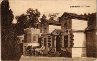 1915 Dombóvár, Tüske, Dőry kastély, hintó. Vasúti levelezőlapárusítás 7761. (EK)