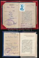 1963-1981 4 db szakszervezeti tagsági könyv, érdekes támogatóbélyegekkel, az egyik piros bőr jubileumi tokban