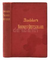Karl Baedeker: Nordwest-Deutschland. Handbuch für Reisende. Utazók kézikönyve, térképekkel, a hátsó borító térképén Magyarország is szerepel. Az első térképmelléklet szakadt. Lipcse, a szerző kiadása, 1896. Foltos egészvászon kötésben.