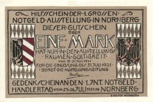 Német Birodalom/Weimari Köztársaság/Nürnberg 1921. 1M (4x) mind klf, komlett sor! T:I