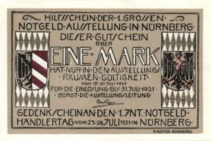 Német Birodalom/Weimari Köztársaság/Nürnberg 1921. 1M (4x) mind klf, komlett sor! T:I