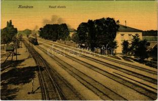 1911 Komárom, Komárnó; Vasútállomás, gőzmozdony / railway station, locomotive (EK)
