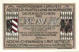 Német Birodalom/Weimari Köztársaság/Nürnberg 1921. 1M (4x) mind klf, komlett sor! T:I