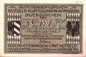 Német Birodalom/Weimari Köztársaság/Nürnberg 1921. 1M (4x) mind klf, komlett sor! T:I