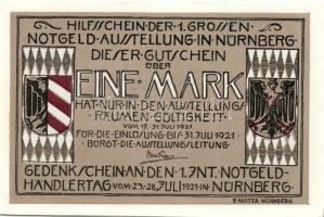 Német Birodalom/Weimari Köztársaság/Nürnberg 1921. 1M (4x) mind klf, komlett sor! T:I