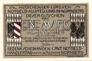 Német Birodalom/Weimari Köztársaság/Nürnberg 1921. 1M (4x) mind klf, komlett sor! T:I,I-