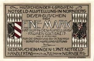 Német Birodalom/Weimari Köztársaság/Nürnberg 1921. 1M (4x) mind klf, komlett sor! T:I,I-