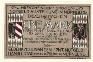 Német Birodalom/Weimari Köztársaság/Nürnberg 1921. 1M (4x) mind klf, komlett sor! T:I,I-