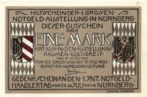 Német Birodalom/Weimari Köztársaság/Nürnberg 1921. 1M (4x) mind klf, komlett sor! T:I,I-