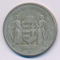 1930. 5P Ag "Horthy jobbra" T:3 patina 
Adamo P8