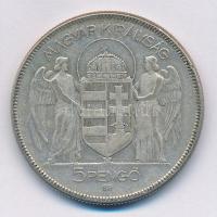1930. 5P Ag "Horthy jobbra" T:3 patina 
Adamo P8