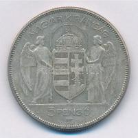 1930. 5P Ag "Horthy jobbra" T:3 patina 
Adamo P8