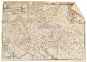 cca 1914 Közép-Európa vasúti térképe, kiadja: Posner Károly Lajos és Fia, 55×70 cm