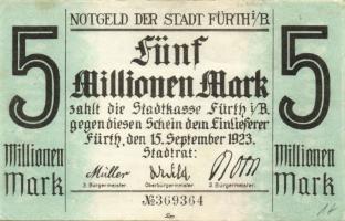 Német Birodalom/Weimari Köztársaság/Fürth 1923.9.15. 5000.000M T:II-