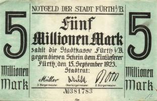 Német Birodalom/Weimari Köztársaság/Fürth 1923.9.15. 5000.000M T:II-