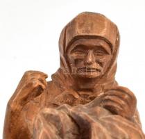 Bacsó István (1923-2007): Varró nő (1973). Faragott fa szobor, 14x12x8 cm