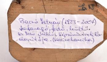 Bacsó István (1923-2007): Varró nő (1973). Faragott fa szobor, 14x12x8 cm