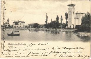 1902 Balatonföldvár, Balaton-part, csónakázók,. Kampmann H. kiadása (EB)