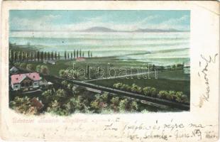 1903 Balatonboglár, látkép, vasútvonal, villa. Simon Géza kiadása (EB)
