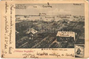 1899 Balatonboglár, látkép, villa, vitorlás a Balatonon (kis szakadás / small tear)