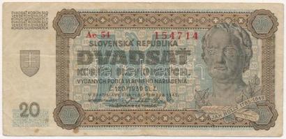 Szlovákia 1942. 20K T:III Slovakia 1942. 20 Korun C:F Krause P#7