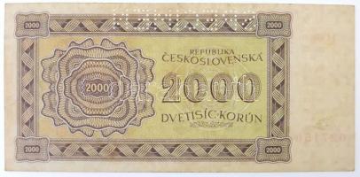 Csehszlovákia 1945. 2000K "SPECIMEN" perforációval T:III Czechoslovakia 1945. 2000 Korun w...